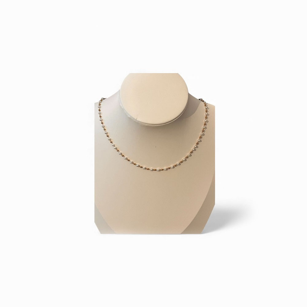 Κολιέ με λευκές πέτρες τύπου ροζάριο