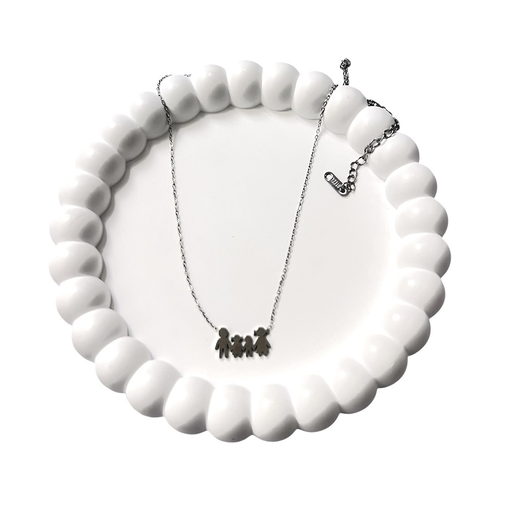 Ασημί κολιέ οικογένεια μαμά-μπαμπάς-αγόρι-κορίτσι