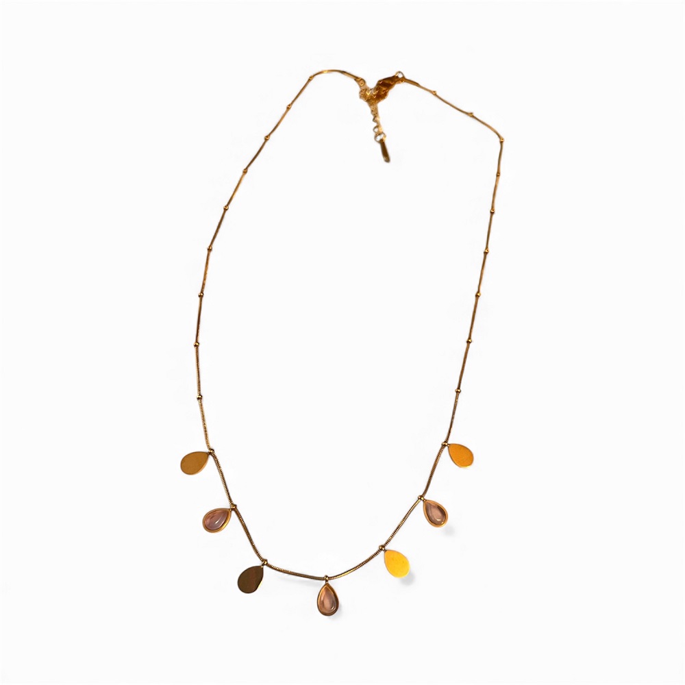 Χρυσό κολιέ με χρυσά και ροζ δάκρυα