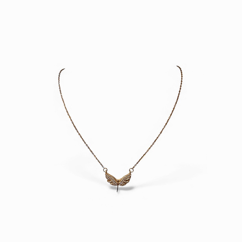 Κολιέ χρυσό φτερά αγγέλου με μικρά κρυσταλάκια