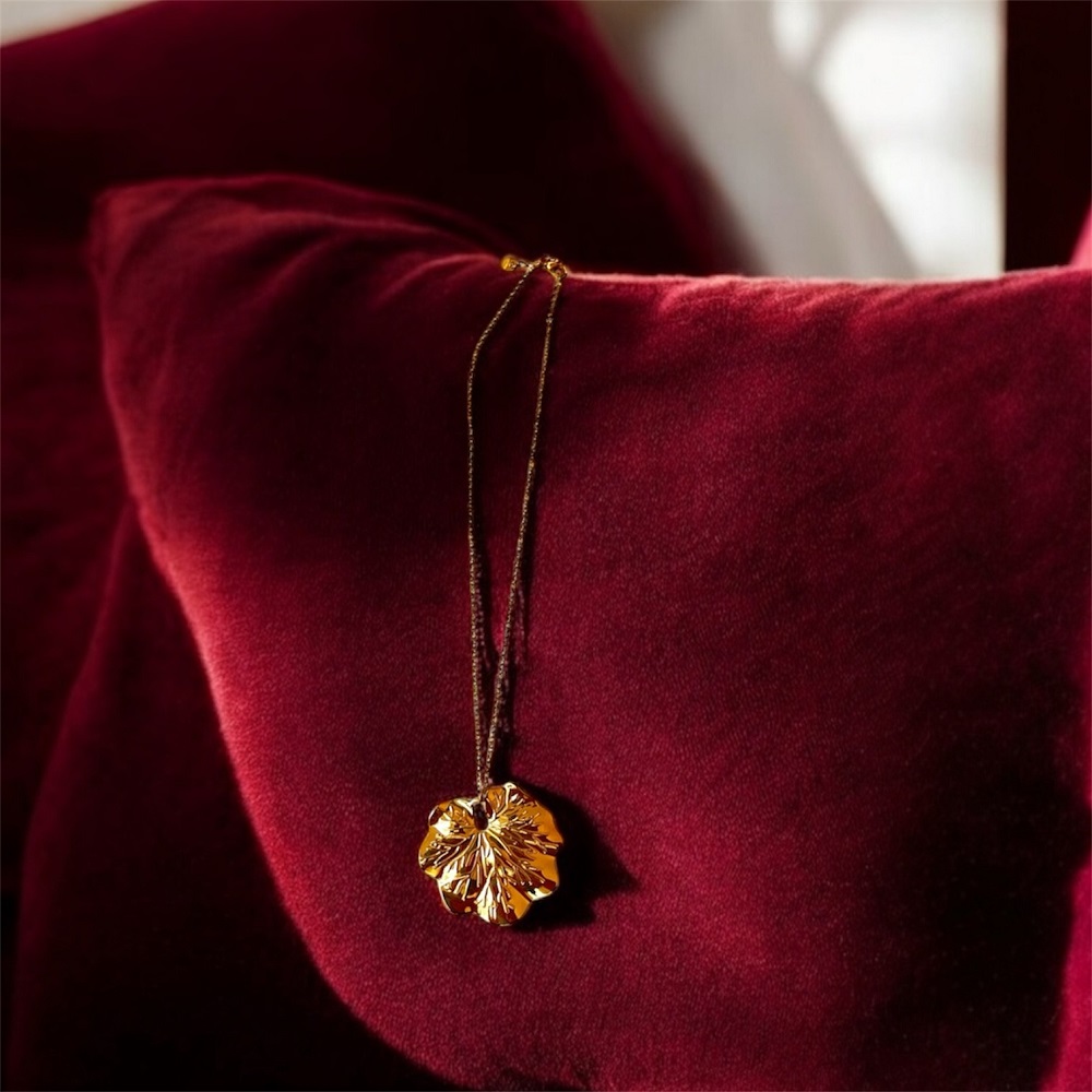 Κολιέ χρυσό μεγάλο φύλλο