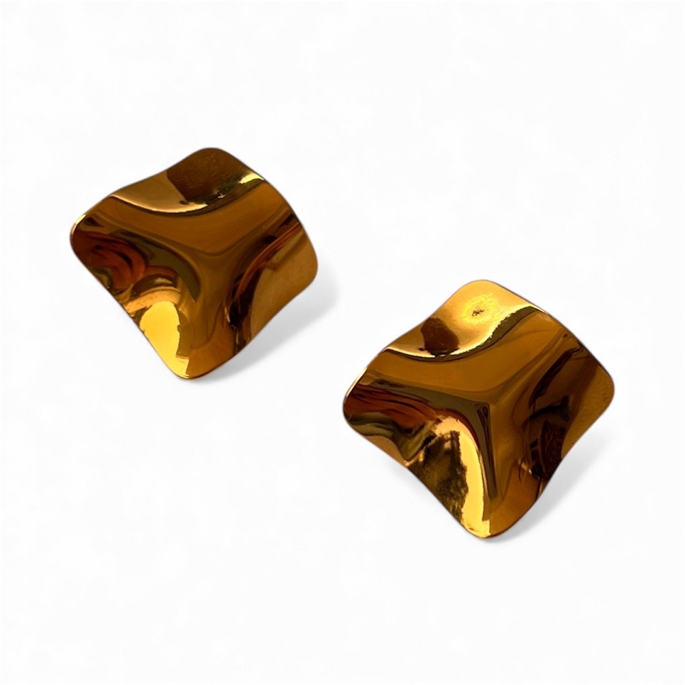 Σκουλαρίκια καρφωτά κυματιστά χρυσά