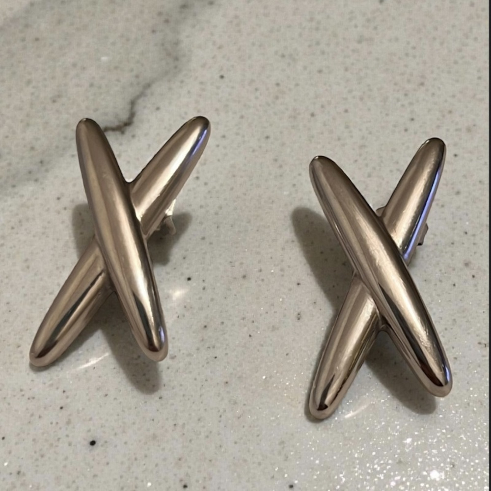 Ασημένια σκουλαρίκια σε σχήμα χ - Image 2